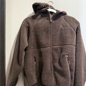 Cozy Brown Sherpa Hoodie Sweater Small